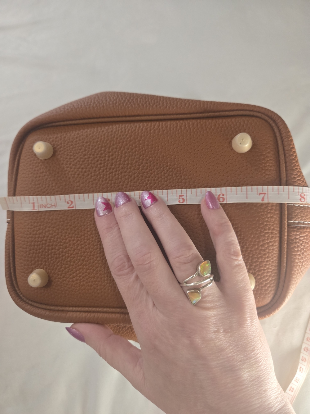 Picotin Style Gorgeous Leather Mini Tote Bag in Tan with Gold Hardware - Picture 10 of 13